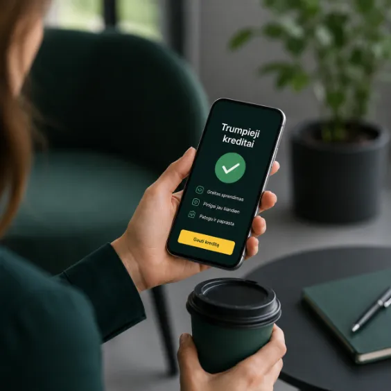 telefono ekrane matomas užrašas trumpieji kreditai